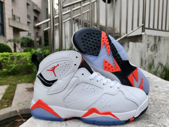 Pas Cher Nike Homme Chaussures AIR JORDAN 7 RETRO Blanc Infrared